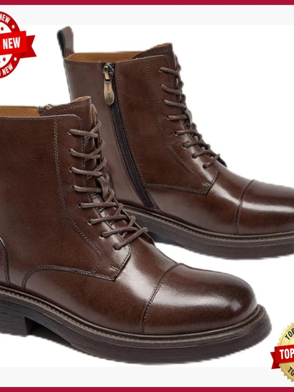 Womens Combat Boots Cap Toe Ankle Booties Side Zipper Lace Up Low Heel Fall